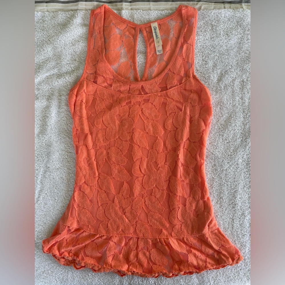 Aeropostale Y2K Lace front semi sheerTwilightcore Bella Elena tank top peach S/P